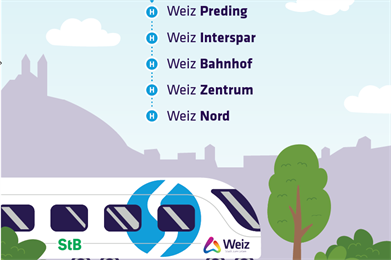 v.li: Werner Hecking (Steiermarkbahn), Anton Lang (LH-Stv.), hi.li: Peter Gspaltl (Verbund), Erwin Eggenreich (Bgm. Stadt Weiz)